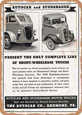 METAL SIGN - 1936 Autocar and Studebaker Trucks Vintage Ad picture