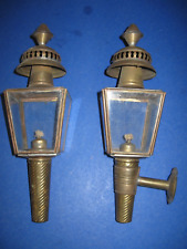 Pair (2) Antique Vintage Brass Pole Porch Kerosene Lantern Lamps Lights ~12