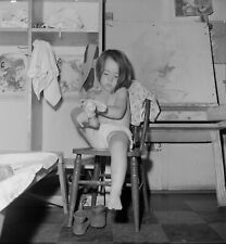 Black and White Photo Little Girl Putting Her Socks On  8x10 Reprint  A-9 picture