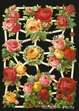 German Embossed Vintage Style Scrap Die Cut- Bold Beautiful Roses Flowers EF7393 picture