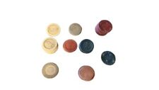 41 Vintage White Blue & Red Clay Embossed Horse Racing Jockey Poker Chip Mix Lot picture