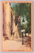 San Gabriel California, Arcangel Mission Stairway, Vintage Postcard picture