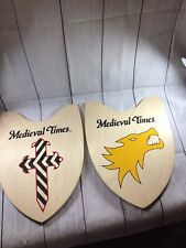 Medieval Times Wooden Knight Shield Lot Of 2 Yellow & Black/White picture