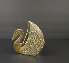 VTG MCM Brass Swan Statue Decor 5.5