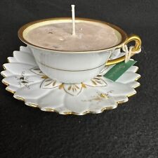 Vintage Hand Painted Tea Cup Saucer Candle Organic Soy Spice picture