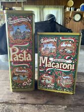 Vintage Casa Via Variccio Pasta & Macaroni Tin Cans Hinged Lid..free Shipping picture