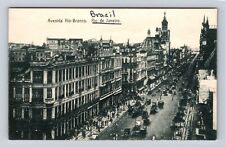 Rio de Janeiro Brazil, Bird's Eye View Of Avenida Rio Branco, Vintage Postcard picture