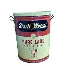 Vintage Stark Wetzel Pure Lard Tin 50lb Complete Surface Rust picture