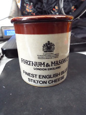 Vintage DENBY Fortnum & Mason English Blue Stilton Cheese Stoneware Crock w/ Lid picture