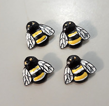 Vintage Bumble Bee Buttons Metal Black Yellow White Spring Bees Insect 3/4