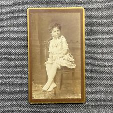 CDV Photo Antique Portrait Young Girl White Ruffled Dress Curly Hair France picture