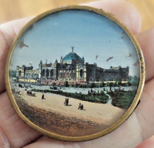 Antique miniature Reverse Painting  1893 World's Fair , 1.75 inches picture