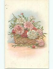 Pre-Linen BEAUTIFUL ANTIQUE BASKET OF COLORFUL FLOWERS : make an offer k4552 picture