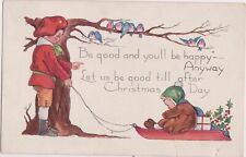 Vintage 1921 Christmas Postcard, Humor Child on a sleigh by 
