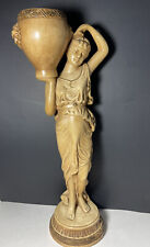 Vintage Lg. Marwal Chalkware Mid Century Lady Girl Vase Planter Statue 21 3/4