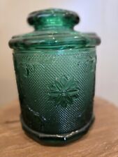 Vintage Indiana Glass Sandwich Spruce Green Canister 7.5
