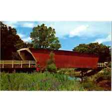 Red Covered Bridge in Winterset Iowa Vintage Covered Bridge Postcard PD3 picture