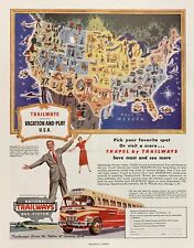 Magazine Ad Vintage 1949 National Trailways Bus System Vacation & Play USA picture