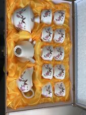 Vintage Chinese Jing Pin Yu Ci Traditional 16PC Mini Bone China Tea Set in Box picture