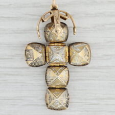Antique Masonic Orb Fob Charm 9ct Gold Silver Symbols Skull Stars Square Compass picture