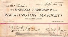Guggolz & Reasoner Lodi CA 1901 Billhead Washington Market & German Bakery picture