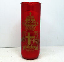 Vintage 1987 Pope John Paul II Prayer Candle USA Visit Welcome Red Glass Pillar picture