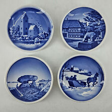 Vintage ROYAL COPENHAGEN Blue & White Porcelain Set of 4 MINIATURE PLATES picture