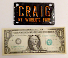 vintage New York World's Fair orange on black Custom Mini License Plate - CRAIG picture