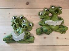 2 Vintage Burwood Products Co Singing Frogs Plastic Wall Plaques 1978 picture