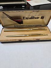 Vintage  Pentel Excalibur Japan Roller Pen and Mechanical Pencil Set with Case picture
