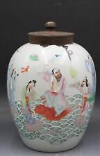C1900 Japanese Meiji Period Ginger Jar W/ Immortal Figures Hand Painted Large picture