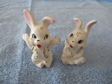 Vtg A Set of Anthropomorphic Easter Bunny Candle Huggers/Rings Marked Japan picture