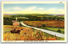 Galva IL-Illinois, Greetings Farming Landscape Horses, Vintage Antique Postcard picture