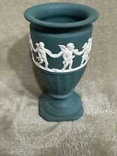 Vintage WEDGEWOOD Eros Laurel Vase Spruce Green w/Cherub Embellishments Signed picture