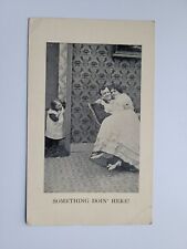 Something Doing Here Child Looking Lovers Cuddling Romance Vintage Postcard 1914 picture