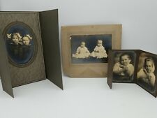 3 Photographs of Twin Girls Infant to School Age Cabinet Cards Antique Vintage  picture