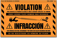 100  Parking Violation Stickers Hard to Remove - Bilingual Spanish - No Parking picture