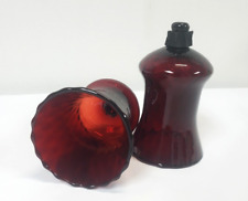 Set of 2 Home Interior Homco Ruby Red Fluted Swirl Votive Peg Candle Holders 5in picture