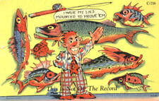 Fishing 1948 I Have My Lies Mounted To Prove' Em Linen Postcard 1C stamp Vintage picture