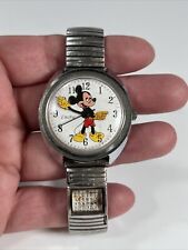 Vtg 1970's Timex Electric Disney Mickey Mouse Watch Stainless Band Calendar picture