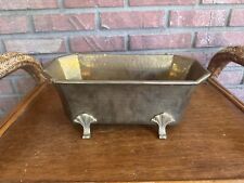 Vintage Claw Foot Brass Planter Eight Sided 12
