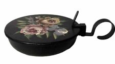 Vintage Plymouth Tole Silent Butler Crumb Catcher Hand Painted Floral Pattern picture