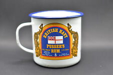 Pusser's Rum British Navy White Blue Enameled Tin Cup Mug  picture