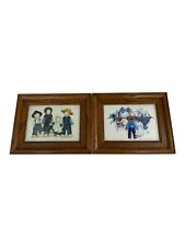 2 VTG  Freiman Stoltzfus Picture Prints Frames by MD Wood Products Solid Oak picture