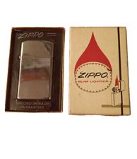 Vintage 1975 Thin Zippo High Polish Slim Lighter With Original Box. Never Used. picture