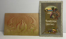 c1900s Thanksgiving Turkey Embossed Antique Postcards Lot Of 2 Posted 1911 picture