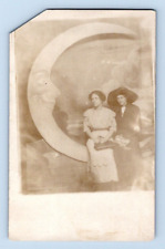 RPPC 1910. PAPER MOON, 2 GALS. (AS IS). POSTCARD SZ23 picture