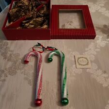 Waterford ~ Holiday Heirloom ~ TWO Large Candy Cane Glass Ornaments Collectables picture