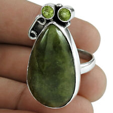 Ahoy: Jadeite-Peridot ring Size 8  11.5g  34 x 17.4 mm #2103 picture
