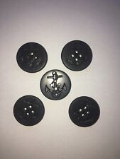 5 Vintage Original USGI Navy Pea Coat Black Anchor Buttons  Free US Shipping picture